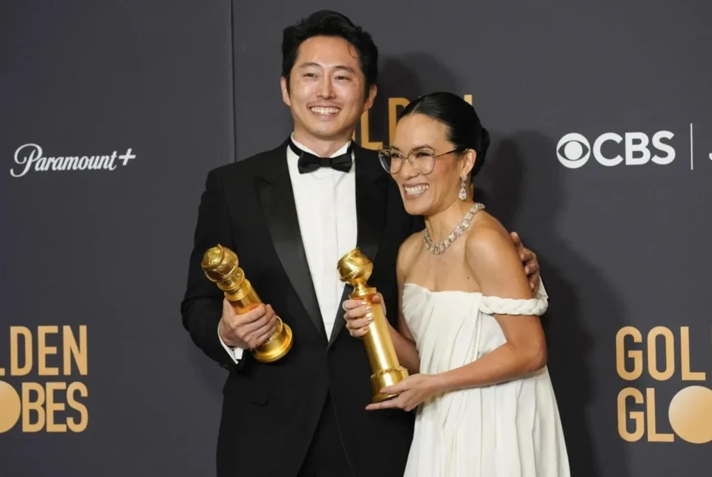 Steven Yeun and Ali Wong at Golden Globes 2024